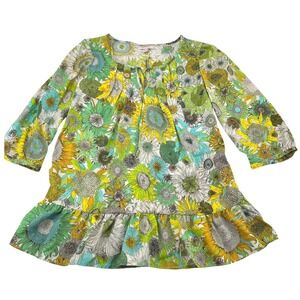 Liberty of London for Target Sunflower Floral Tunic Top Green Yellow Small
